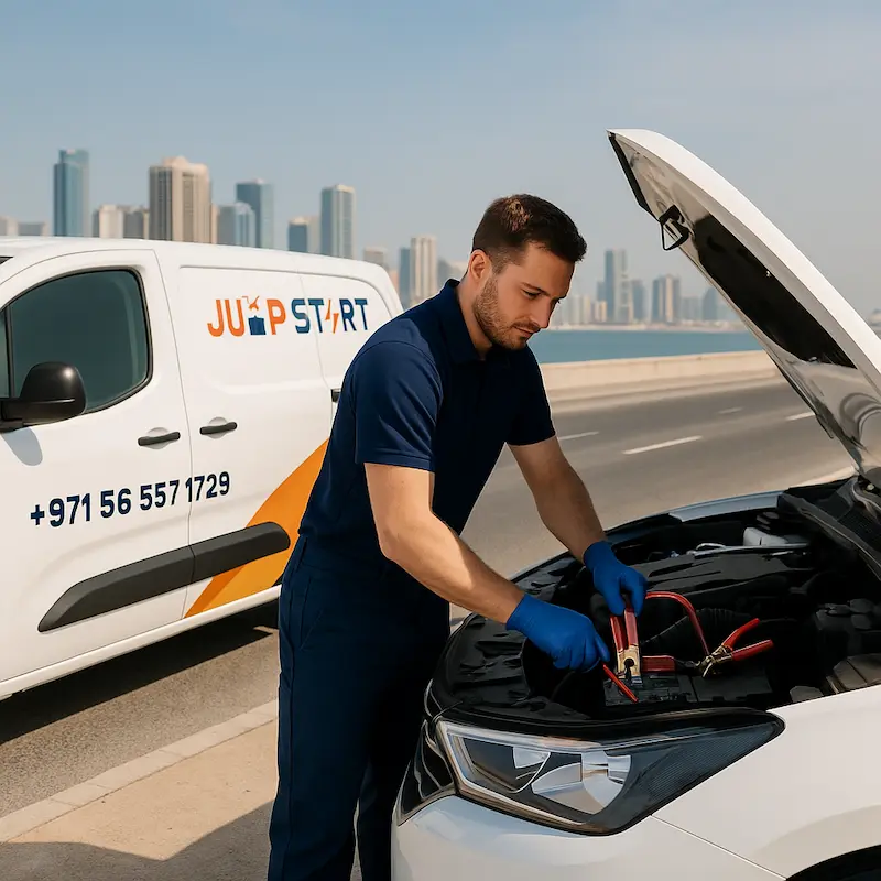 connecting cables with dead car to jump start it