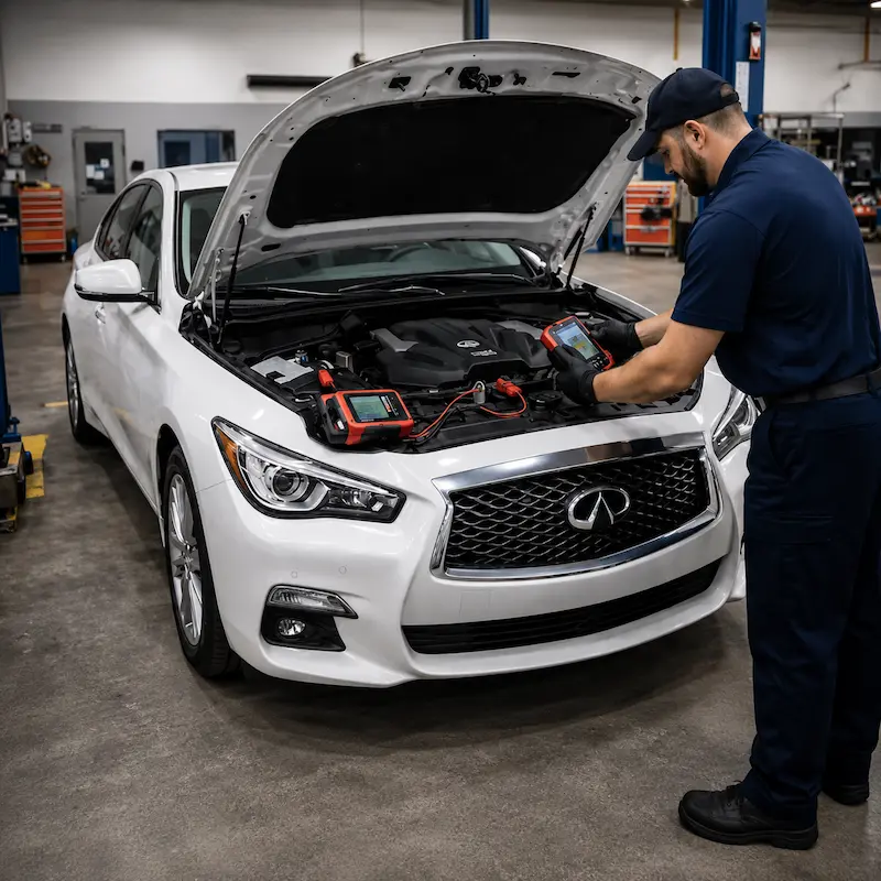 Professional Infiniti car jump-start service in Dubai.