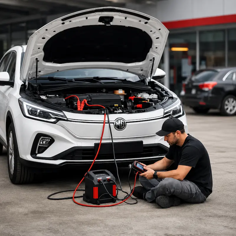 Professional MG car jump-start service in Dubai.