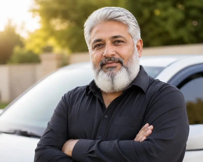 Portrait of Mukhtar Ahmad, Senior Driver, ready to deliver reliable roadside assistance and customer support.