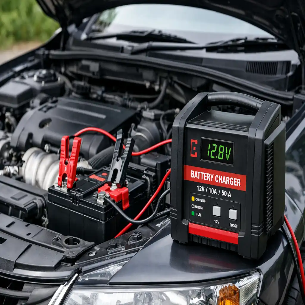how to jump start car with battery charger