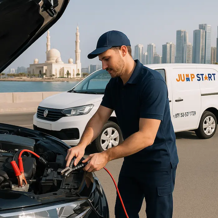 connecting cables with dead car to jump start it